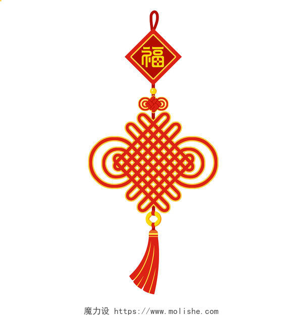 卡通新年元素中国结红色psd素材新年春节